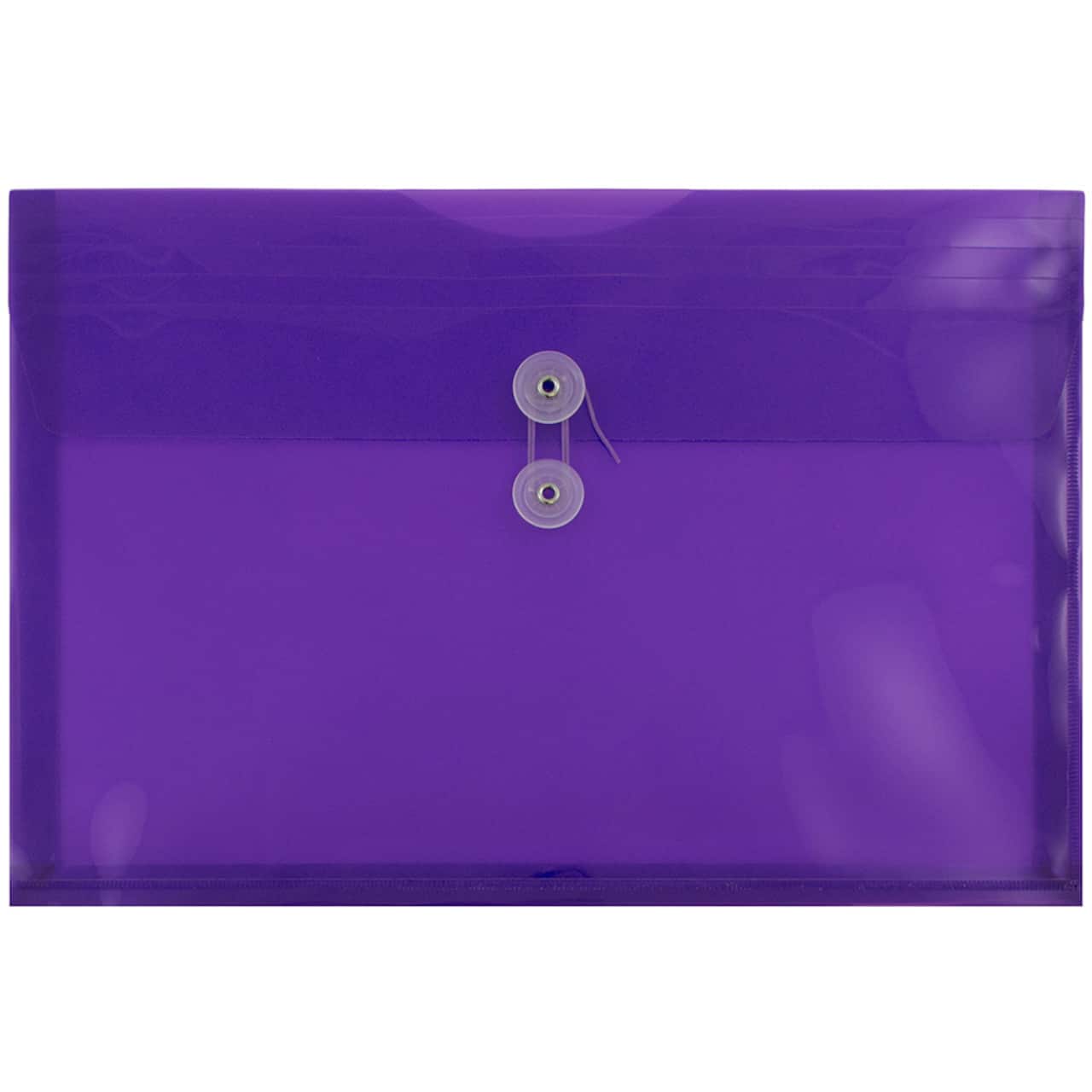 JAM Paper 9.75" x 14.5" Button & String Tie Closure Plastic Envelopes, 12ct.
